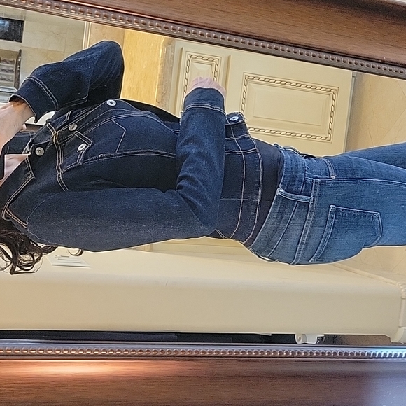 Charlotte Russe Dark Denim Button-down Jacket, S - Picture 3 of 16